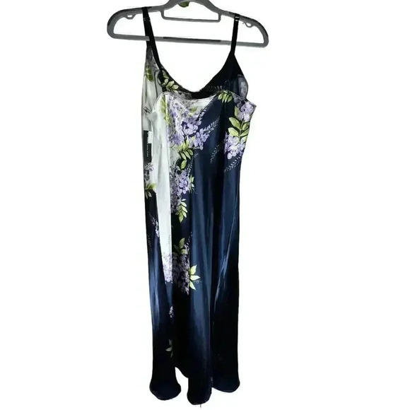 Jones New York NWT Women’s Navy Floral Slip Dress Adjustable Strap‎ Large - Picture 2 of 7